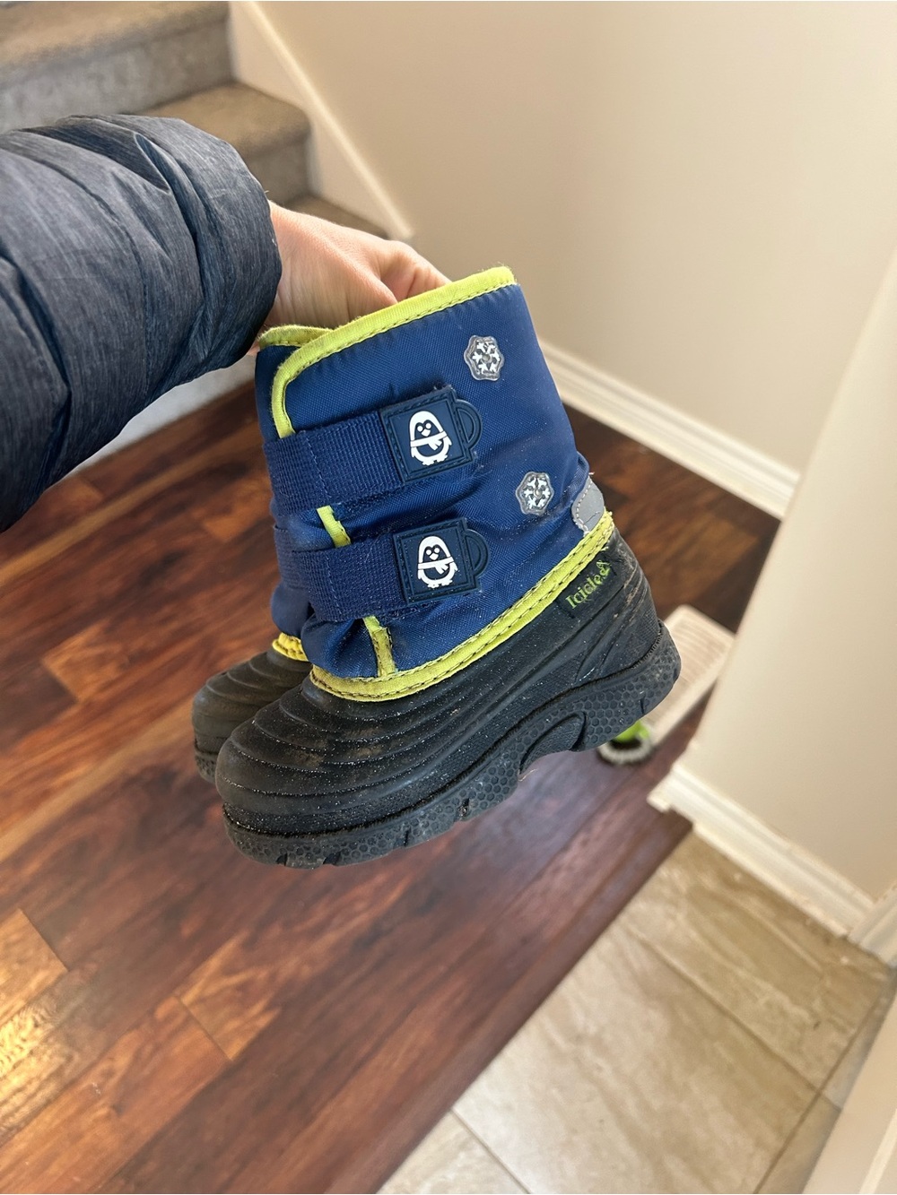 Kids Blue and Lime Winter Boots - Kids Shoes